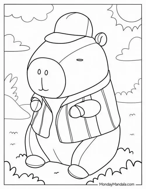 Hình ảnh bộ gặm nhấm khổng lồ lịch lãm diện bộ vest bảnh bao cùng chiếc mũ phớt che nửa gương mặt có đôi mắt đen láy rất hiền.