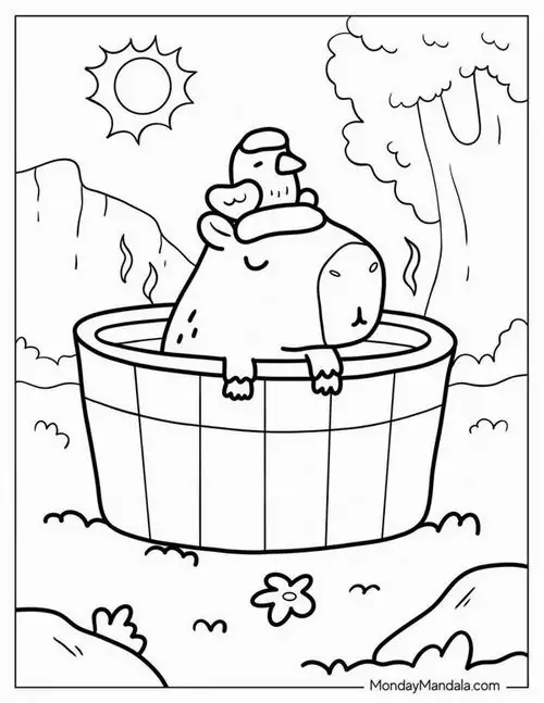 Hình ảnh tô màu chú chuột lang nước hóa thân thành thuyền trưởng cùng các bạn nhỏ trên con tàu cướp biển oai phong ngoài biển cả.