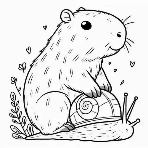 Cô nàng Hello Kitty đang ôm chầm lấy chú chuột lang nước mập mạp với biểu cảm vô cùng hạnh phúc giữa vườn hoa đa dạng sắc màu.