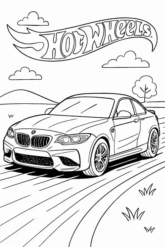 Chiếc xe hơi thể thao đời mới chạy trên con đường uốn lượn mang đến sự hoàn thiện kỹ năng vẽ cho bé trong giờ vui chơi