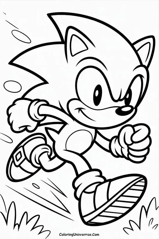 Tải hình tô màu chú nhím Sonic đang chạy cực nhanh trên đường đua đầy thử thách mang lại không gian giáo dục sớm năng động