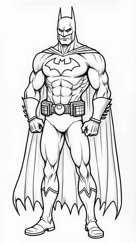 Tài liệu học màu sắc cho trẻ 6 tuổi hiệp sĩ Batman đứng uy nghiêm giữa màn đêm thành phố giúp trẻ rèn luyện tư duy sáng tạo