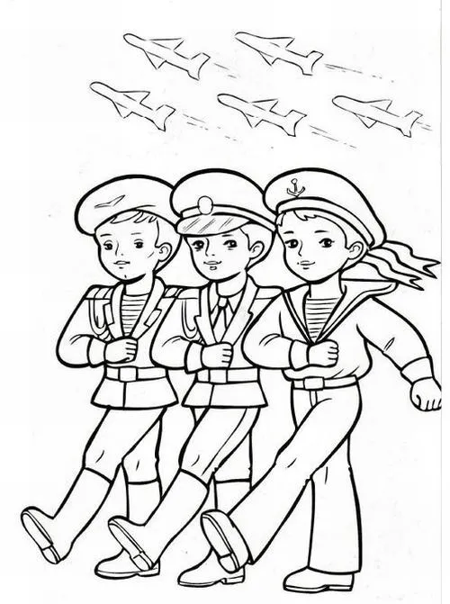 49 Tranh tô màu chú Bộ Đội Việt Nam hành quân đơn giản với quân phục xanh lá mũ cối sao vàng