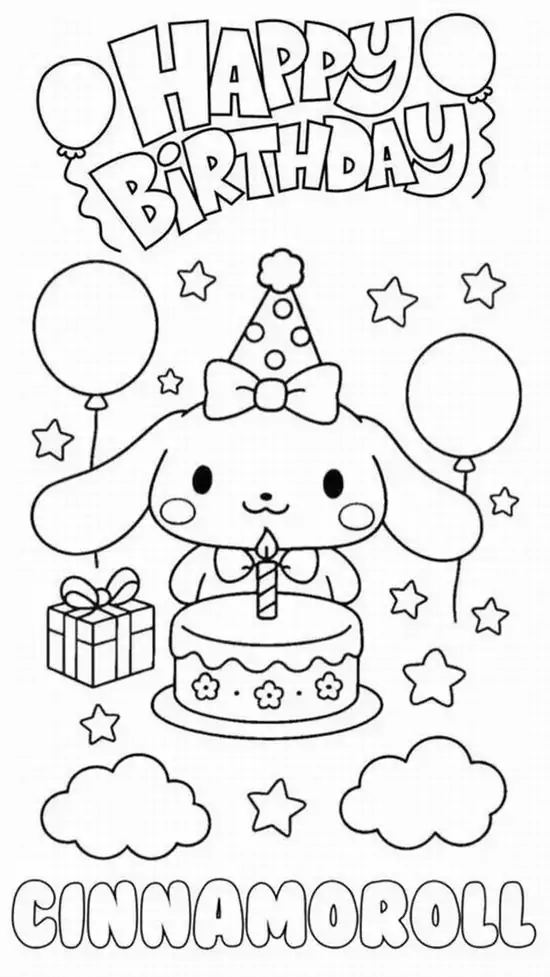 99 Tranh Tô Màu Cinnamoroll đẹp với đôi tai dài giúp bé gái luyện cầm bút phối màu và thư giãn