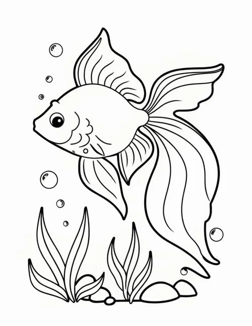 Chú cá vàng có chiếc đuôi dài thướt tha đang bơi lội uyển chuyển trong chiếc chậu thủy tinh nhỏ thuộc dòng cá cảnh cho bé 5 tuổi.