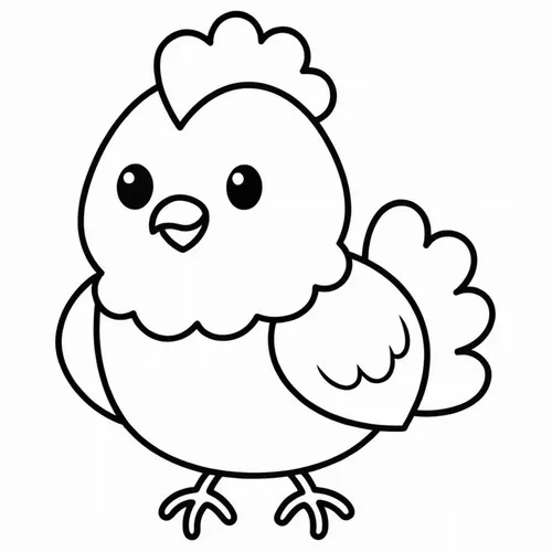 Cô con kê mập mạp có đôi mắt to tròn và chiếc mào nhỏ nhắn xinh xắn đứng một mình giữa khoảng không trống trải cho bé 4 tuổi.