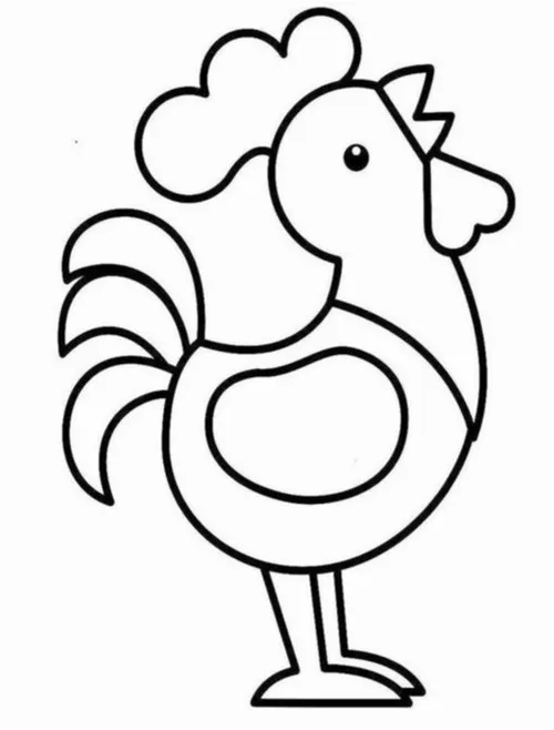 Mẫu tranh tô màu chú gà trống với tạo hình cách điệu có những vòng tròn trên thân trông rất lạ mắt và mang đậm tính sáng tạo nghệ thuật.