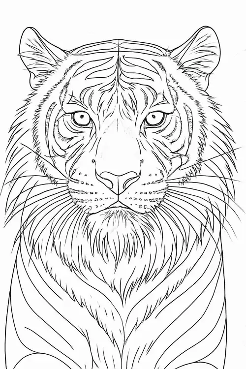 Bức họa chân dung tập trung vào từng chi tiết nhỏ trên khuôn mặt mãnh hổ với điểm nhấn là đôi mắt tinh anh và những vằn đen đặc trưng.