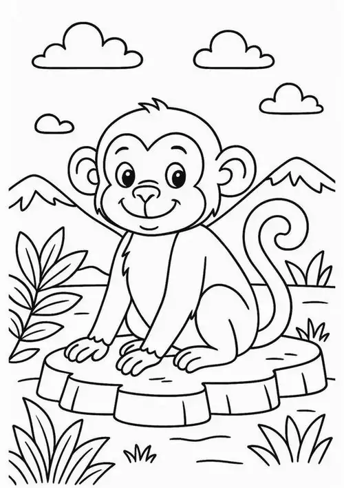 Chú khỉ ngồi tự tại trên phiến đá phẳng với dáng vẻ điềm tĩnh như đang chờ đợi các bạn vượn nhỏ trong khu rừng rậm vắng vẻ.