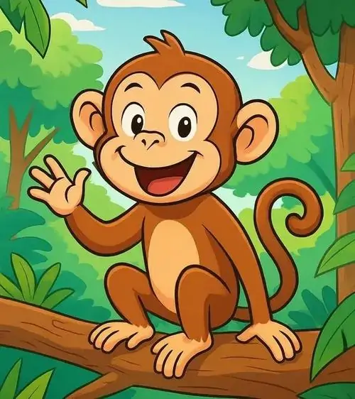 Chú khỉ nổi bật với bộ lông màu nâu ấm áp ngồi trên cành cây giữa rừng nhiệt đới tạo nên một khung cảnh vô cùng hài hòa.