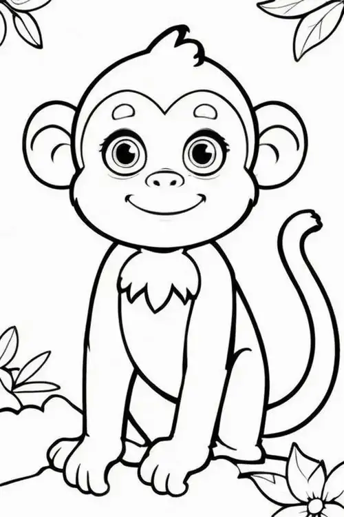 Tải ảnh tô màu chú khỉ đứng thẳng với dáng vẻ nhu mì và đôi bàn tay nhỏ nhắn là hình ảnh khỉ con đáng yêu nhất hệ mặt trời.