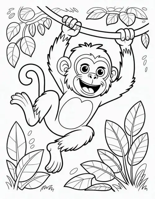 Chú khỉ treo ngược người bằng chiếc đuôi dài trên cành cây trông vô cùng lém lỉnh khi đang đùa nghịch giữa bầy đàn thân thuộc của loài hầu.