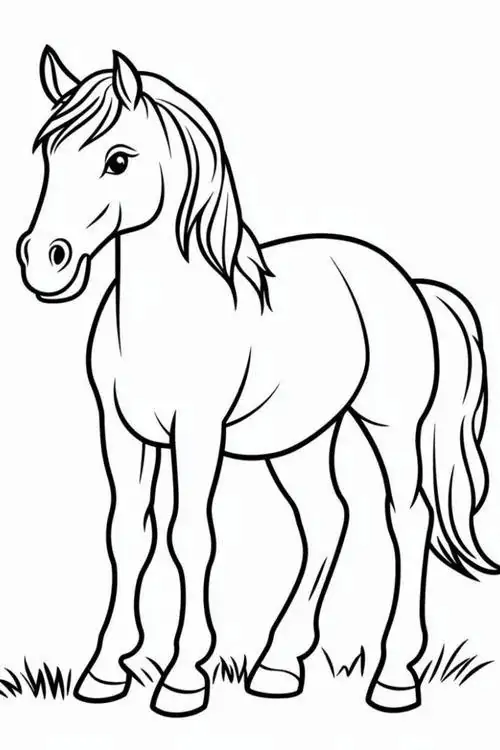 Chú ngựa hiền lành đứng im dưới bóng cây đại thụ thể hiện lòng trung thành và sự gắn kết bền bỉ giữa con người và động vật từ xưa.