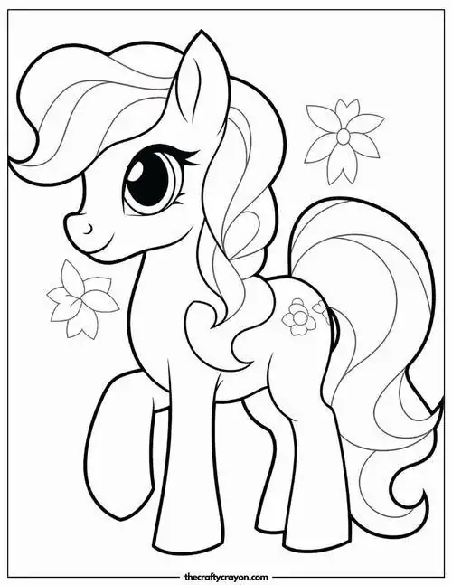 Trang tập tô màu nhân vật ngựa thần kỳ với đôi cánh nhỏ xíu và chiếc sừng lấp lánh mang đến thế giới tranh phác thảo loài ngựa cho trẻ 4 tuổi.