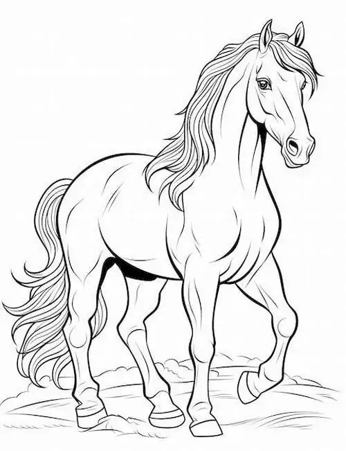 Bản phác thảo ngựa từ Pony đến Mustang giúp bé nhận biết màu sắc và dáng chạy đẹp