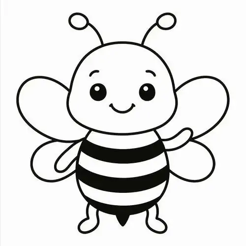 Tranh tô màu chú ong nhỏ có đôi mắt tròn xoe cùng nụ cười rạng rỡ giúp bé nhận diện được màu sắc đặc trưng vàng đen vô cùng nổi bật.