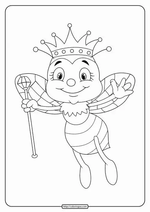 Tranh tô màu nàng ong cầm quyền trượng thần kỳ trong bộ váy xinh xắn đại diện cho sự quyền uy của một nữ hoàng bầy đàn thực thụ.