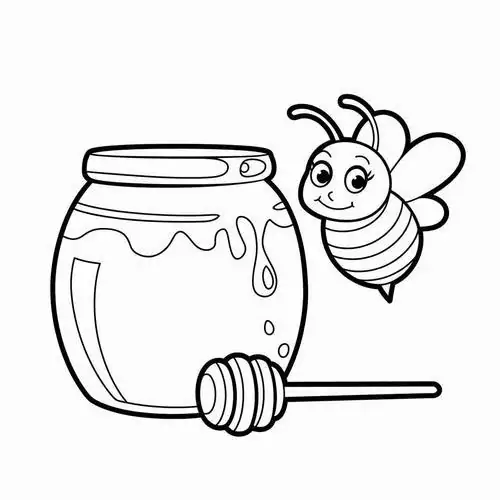 Chú ong nhỏ bay lượn bên cạnh hũ mật ngọt ngào tạo nên khung cảnh một sinh vật làm mật đang chăm chỉ tích trữ lương thực cho cả tổ.