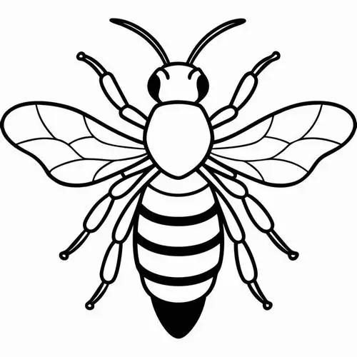 Tải hình tô màu loài ong với cấu tạo cơ thể chi tiết gồm đôi cánh mỏng và các đốt bụng rõ rệt giúp trẻ nhỏ rèn luyện khả năng quan sát.