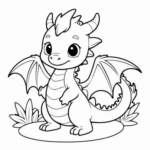 Hình ảnh rồng nhỏ đang đứng trên hai chân sau và dang rộng đôi cánh với chiếc đuôi có chỏm lông trông rất độc đáo và thú vị.