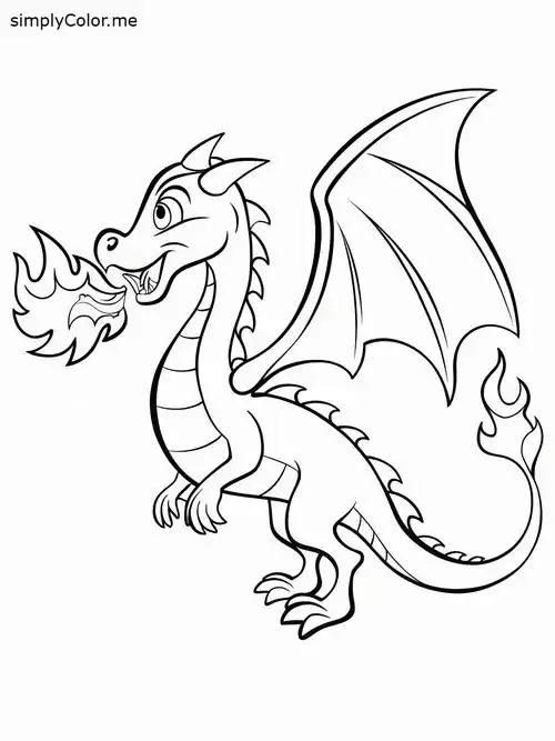 Chú rồng nhỏ đang há miệng phun ra một luồng lửa lớn với đôi mắt rực sáng thể hiện sự quyền năng vượt trội cho trẻ 4 tuổi.