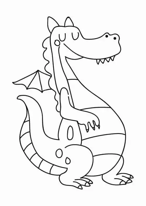 Bé rồng mập mạp với chiếc bụng tròn xoe đang ngồi thoải mái và nở nụ cười tươi tắn khoe hai chiếc răng sún trông rất mũm mĩm.