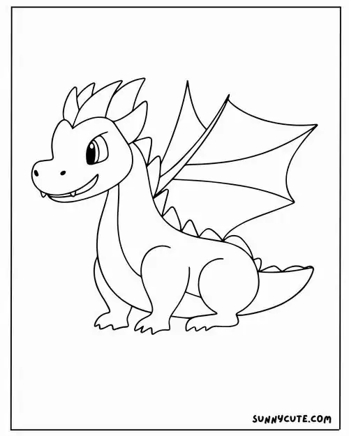 Một hình vẽ rồng nhỏ với đôi cánh rộng và những chiếc vảy lưng nhọn hoắt trông vừa oai phong lại vừa có chút nét trẻ con rất dễ mến.