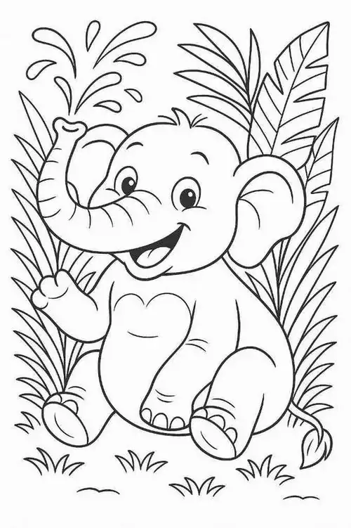 Hình ảnh chú voi ngồi bệt trên thảm cỏ với đôi tai to bản xòe rộng tạo cảm giác thanh bình như một tượng đài rừng xanh thu nhỏ.