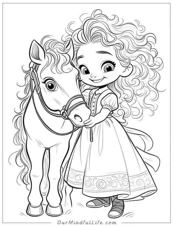 52 Tranh Tô Màu Công Chúa Tóc Xù Merida cá tính với mái tóc đỏ rực và cây cung gỗ đầy khí chất