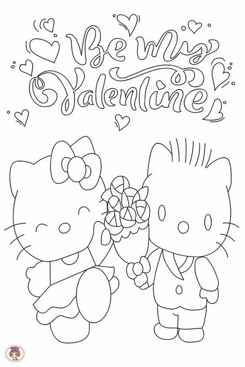 Chàng mèo trắng ga lăng đang thẹn thùng tặng món quà nhỏ cho Kitty giữa bầu trời đầy sao lấp lánh đầy tính nghệ thuật cho trẻ 4 tuổi.