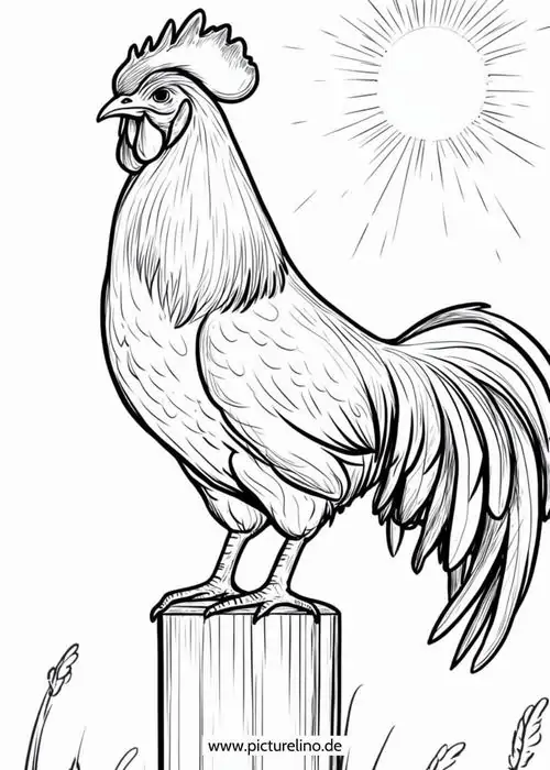 In trang tập tô màu gà trống đầu đàn đang che chở cho đàn con nhỏ bên dưới đôi cánh to lớn và vô cùng ấm áp