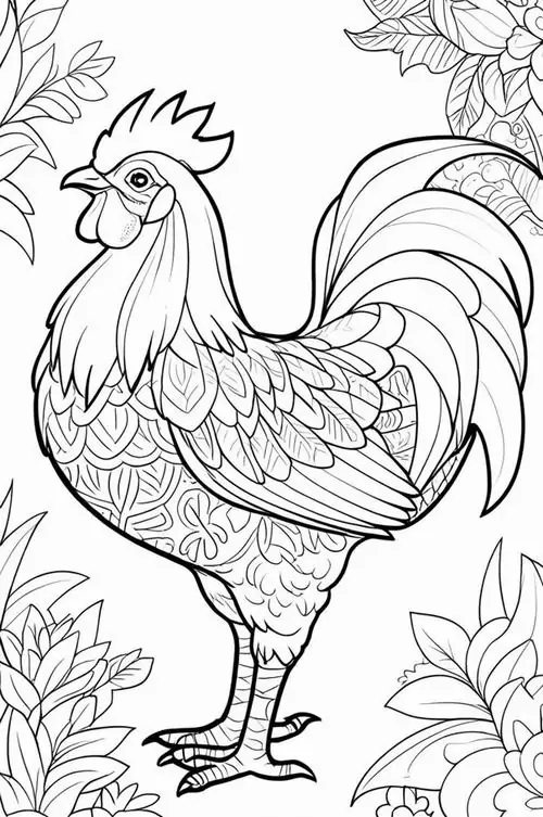 Con gà mào đỏ oai phong sở hữu lớp lông vũ dày dặn đứng giữa những tán lá rộng trông thật bệ vệ và tràn đầy sức sống