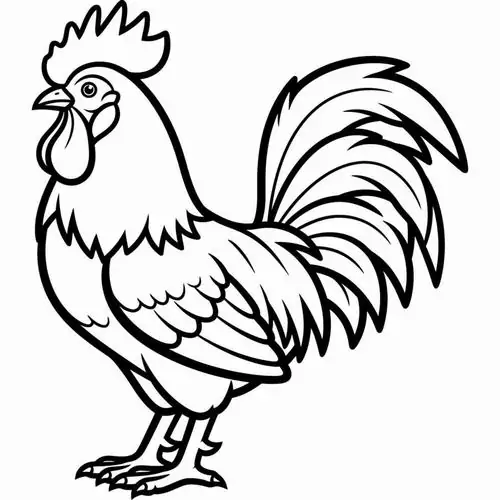 45 Tranh Tô Màu Gà Trống oai vệ với mào đỏ rực đuôi cong dài cực nổi bật