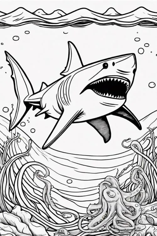 85 Tranh Tô Màu Cá Mập đẹp dễ tô theo độ tuổi nét to rõ ràng giúp bé luyện bút và học về biển