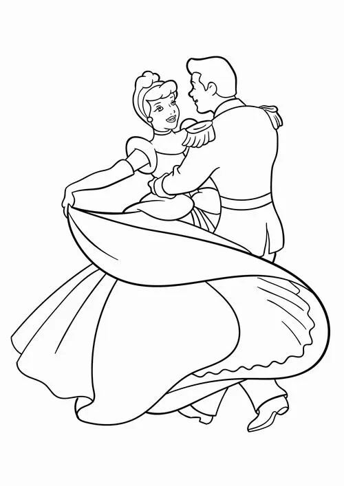 65 Tranh Tô Màu Công Chúa Lọ Lem Cinderella đơn giản với váy dạ hội xanh và giày thủy tinh