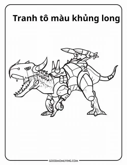 43 Tranh Tô Màu Khủng Long bọc thép chiến đấu khổng lồ cho bé mê công nghệ và phiêu lưu