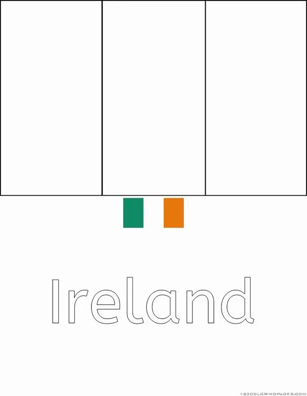 Ba dải màu dọc của quốc kỳ Ireland hiện lên với những đường nét phác thảo tinh tế giúp bé rèn luyện tính kiên trì khi ngồi vẽ.