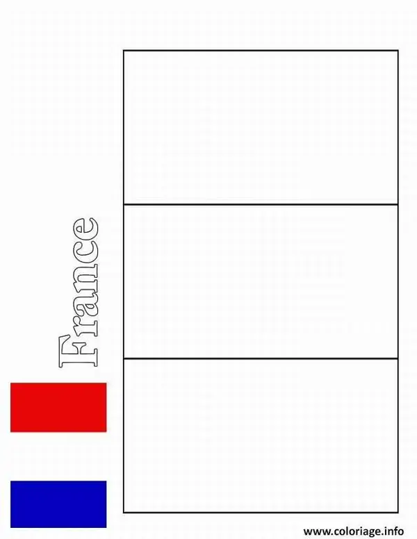 Hình vẽ lá cờ Pháp tối giản với các vạch kẻ ngay ngắn giúp bé nhận biết các quốc gia Châu Âu một cách nhanh chóng và chính xác.