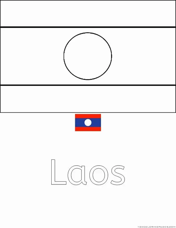 Tải hình tô màu lá cờ Lào với vòng tròn trắng nằm giữa dải màu xanh đậm gợi lên một vẻ đẹp hiền hòa và đầy tự hào.