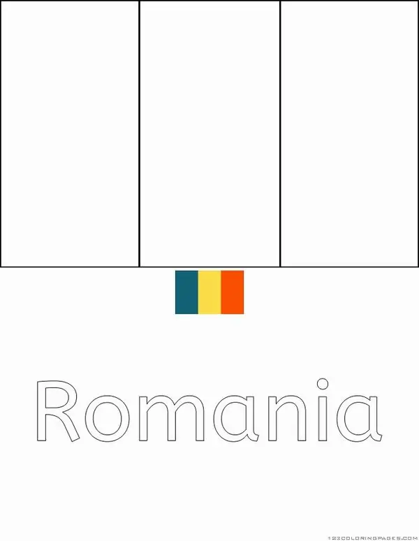 Lá cờ Romania với ba dải dọc mang màu xanh vàng đỏ đan xen tạo nên một tổng thể vô cùng nổi bật và sống động cho bức tranh.