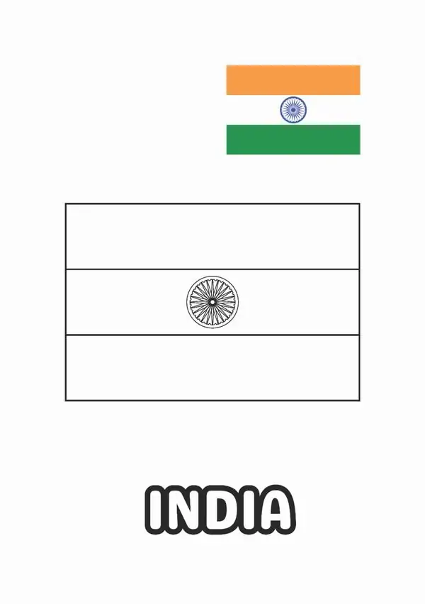 Hình vẽ lá cờ Ấn Độ có vòng tròn luân hồi nằm giữa ba dải ngang đều đặn tạo nên một biểu tượng văn hóa vô cùng đặc sắc.