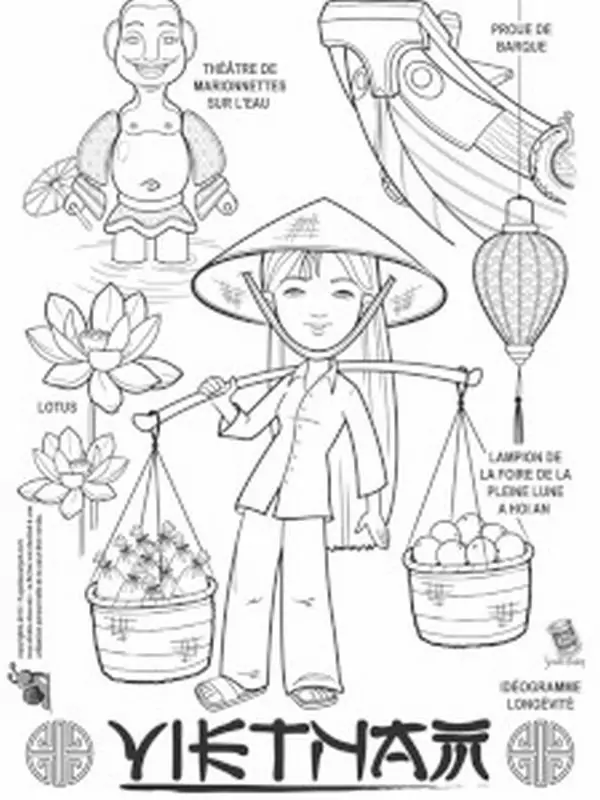 Chị gái mặc áo bà ba gánh những giỏ trái cây tươi ngon đứng cạnh lá cờ mang nét đẹp Văn hóa dân tộc bình dị của vùng quê.