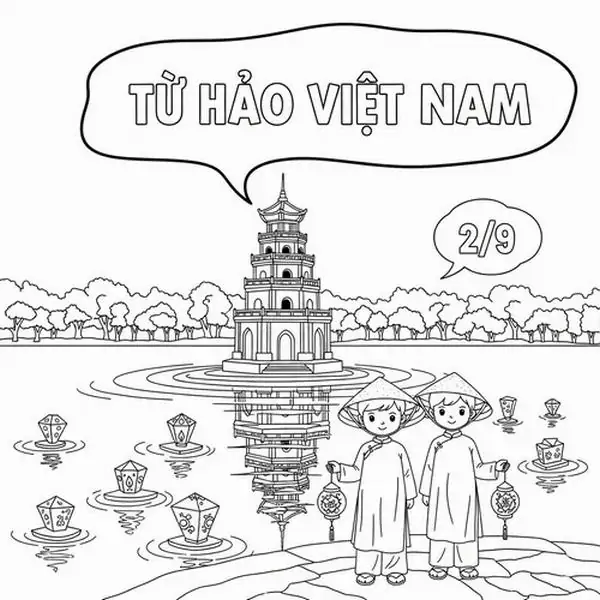 Ngôi chùa cổ rêu phong và Biểu tượng quốc gia cùng hòa quyện tạo nên một không gian tĩnh lặng và trang nghiêm cho bé vẽ.