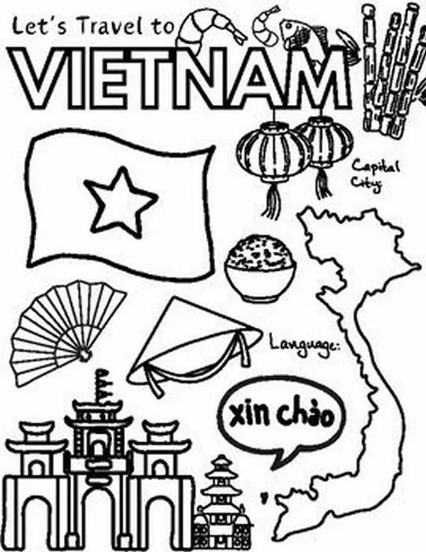 Bản đồ đất nước được trang trí bởi các biểu tượng vùng miền và Bản đồ hình chữ S trông rất sinh động cho bé 3 tuổi.