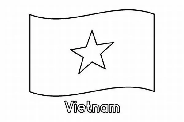 Tranh tô màu lá cờ hình chữ nhật có ngôi sao năm cánh nằm chính giữa thật ngay ngắn giúp trẻ nhận diện biểu tượng quốc gia Việt Nam thiêng liêng.