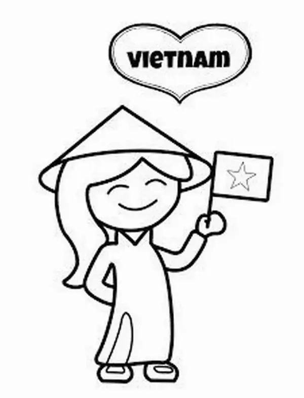 Cô bé mặc áo dài truyền thống thướt tha cầm lá cờ đỏ sao vàng đứng cạnh bông hoa sen nở rộ mang một vẻ đẹp thuần khiết.