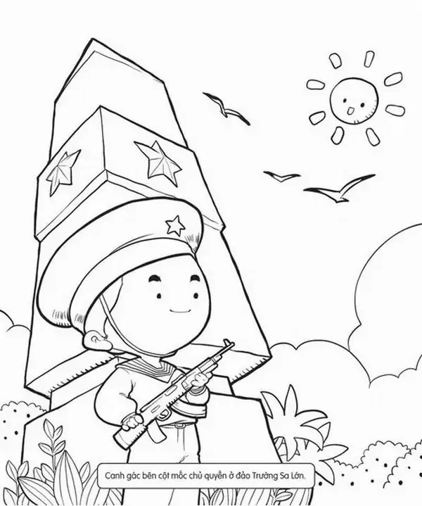 Bạn nhỏ đội chiếc mũ cối có gắn ngôi sao vàng trông thật ngộ nghĩnh khi cầm Cờ đỏ sao vàng vẫy cao chào mừng đất nước.