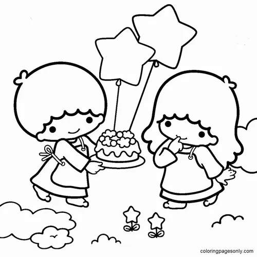 45 Tranh Tô Màu Little Twin Stars (Kiki Lala) ngọt ngào mơ mộng nuôi dưỡng cảm xúc ấm áp cho trẻ