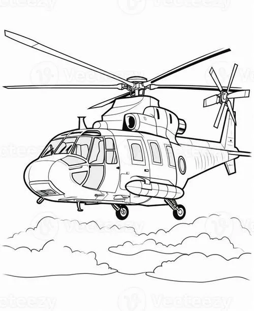 55 Tranh Tô Màu Máy Bay Trực Thăng Dân Sự và Cảnh Sát đơn giản dễ tô cho bé rời xa điện thoại