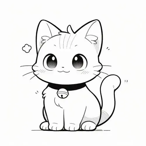 Tranh tô màu chú mèo nhỏ có đôi mắt to tròn long lanh đeo chiếc vòng cổ gắn chuông nhỏ trông vô cùng nhanh nhẹn.